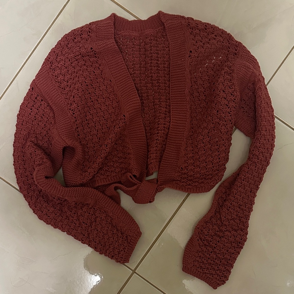 Aeropostale Rust Open-Knit Cardigan
